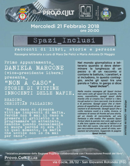 Spazi inclusi, la rassegna letteraria a cura di Provo.Cult e dei Presidi del Libro