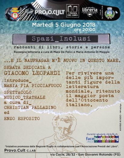 “E il naufragar m’è nuovo in questo mare”: Giacomo Leopardi protagonista a Provo.Cult.