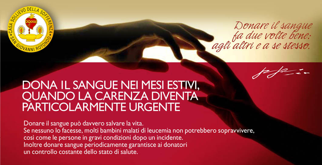 Donare il sangue nell'Opera di Padre Pio: un gesto che non va mai in ...