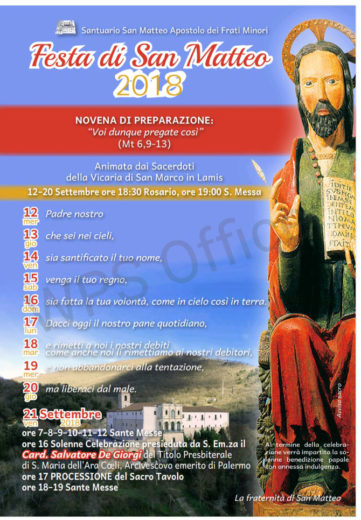Programma Festa di San Matteo Apostolo