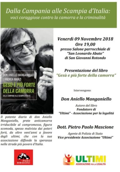 Presso il salone della Parrocchia “San Leonardo Abate”presentazione del libro “Gesù è più forte della Camorra” 