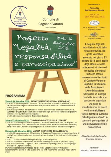 Cagnano Varano, tre giorni dedicati alla cultura della legalità