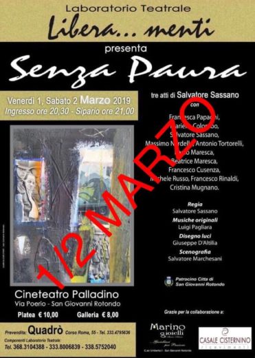 Le nuove date della commedia di Salvatore Sassano sono 1 e 2 Marzo