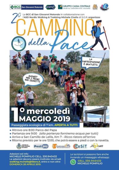 La BCC di San Giovanni Rotondo organizza il 2° Cammino della Pace