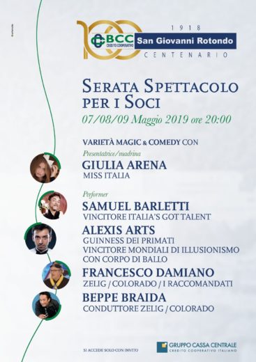 Il programma completo degli eventi del centenario della BCC di San Giovanni Rotondo
