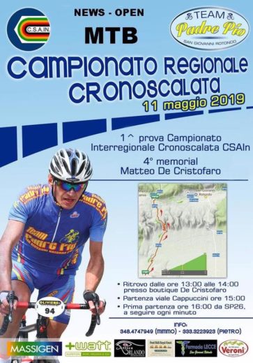 San Giovanni Rotondo  4° Memorial Matteo De Cristofaro – Campionato Regionale Cronoscalata