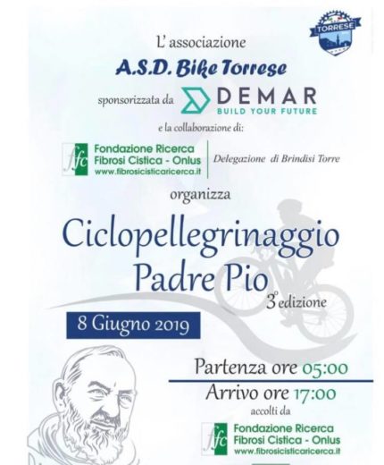 3° Ciclopellegrinaggio Padre Pio, a favore della ricerca ai malati di fibrosi cistica