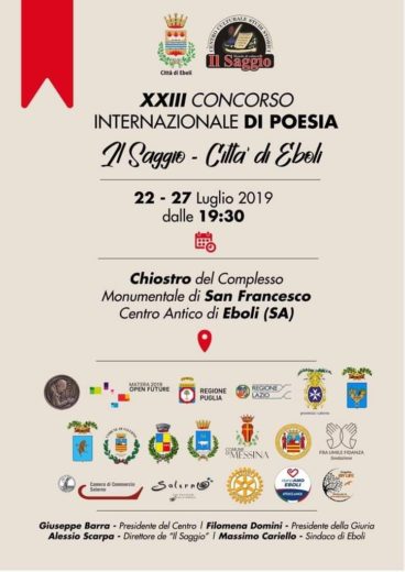 Tre finalisti di San Giovanni Rotondo saranno in gara al 23esimo concorso internazionale di poesia città di Eboli 