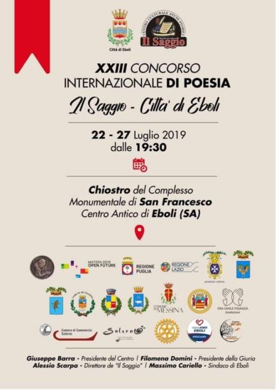 Tre finalisti di San Giovanni Rotondo saranno in gara al 23esimo concorso internazionale di poesia città di Eboli