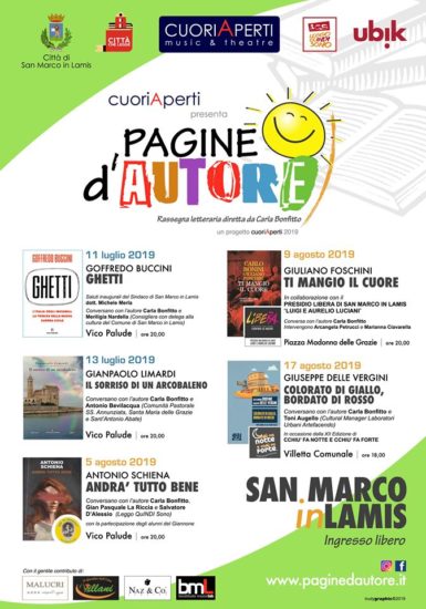 All’interno di “Cchiù fa notte e cchiù fa forte”, dodicesima edizione, si terrà l’ultimo appuntamento della rassegna letteraria “Pagine d’Autore”, diretta da Carla Bonfitto