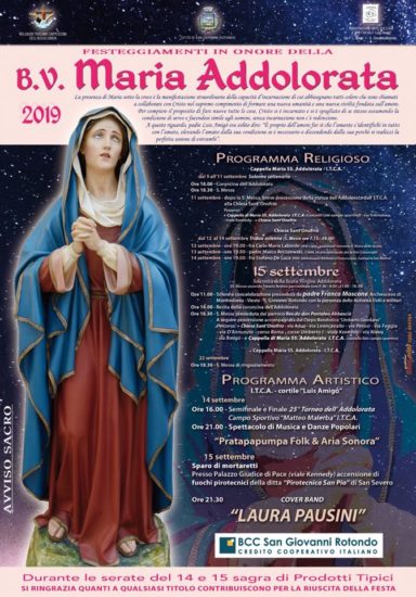 San Giovanni Rotondo celebra la Madonna Addolorata: il 15 settembre