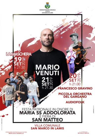 Mario Venuti in concerto a San Marco in Lamis per la Festa Patronale