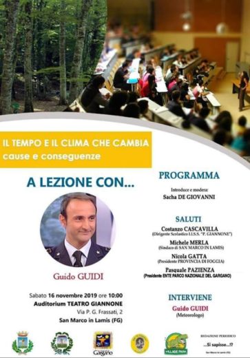 Una conferenza sul clima a San Marco in Lamis con l’esperto Guido Guidi