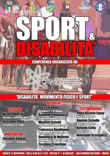 A San Giovanni Rotondo una tavola rotonda su SPORT & DISABILITÀ
