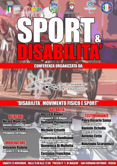A San Giovanni Rotondo una tavola rotonda su SPORT & DISABILITÀ