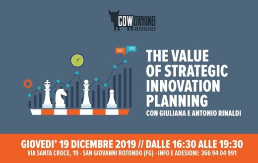 Al Coworking Artefacendo di San Giovanni Rotondo si parlerà del valore della pianificazione strategica dell’innovazione   con il workshop