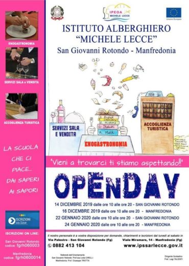 OPEN DAY dell’ Istituto Alberghiero Michele Lecce di San Giovanni Rotondo