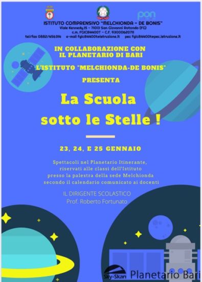Il planetario mobile approda, all’Istituto Melchionda di San Giovanni Rotondo