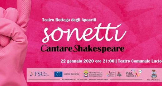 Torna al Teatro di Manfredonia “Sonetti. Cantare Shakespeare” della compagnia Bottega degli Apocrifi.