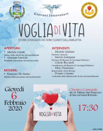 L’associazione giovani innovatori organizza: un convegno dal titolo ”Voglia di vita storie di ragazzi che sono guariti dalla malattia”