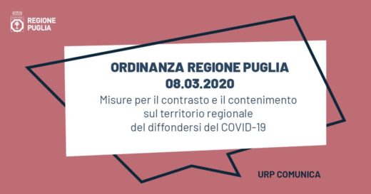 ORDINANZA REGIONE PUGLIA Per chi è rientrato in Puglia a partire dal 7 marzo