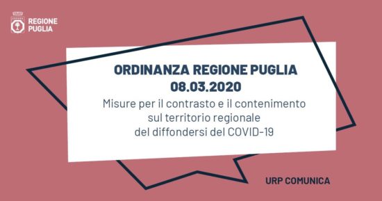 ORDINANZA REGIONE PUGLIA  Per chi è rientrato in Puglia a partire dal 7 marzo