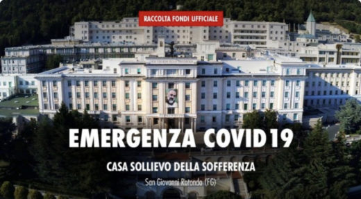“SOSTENIAMO” La Casa Sollievo della Sofferenza  che da settimane è impegnata nell’affrontare l’emergenza CoVID-19