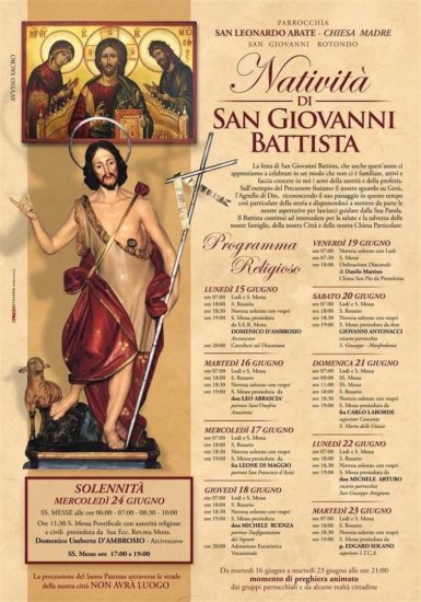 Programma religioso festa di San Giovanni Battista