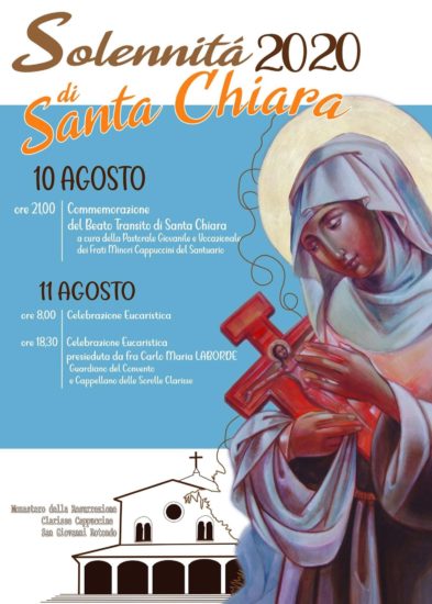 Programma solennità di Santa Chiara 2020