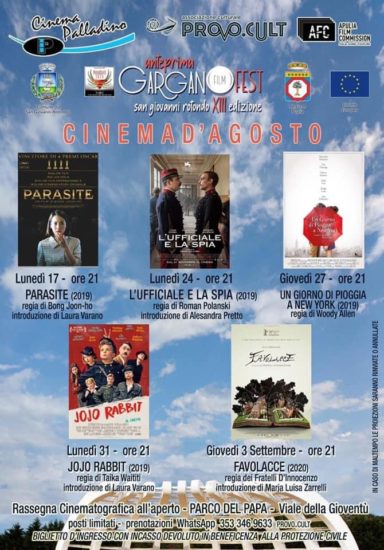 Cinema d’Agosto, una rassegna cinematografica all’aperto che si svolgerà al Parco del Papa di San Giovanni Rotondo