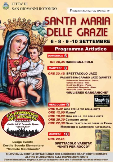 Programma artistico della festività di Santa Maria delle Grazie