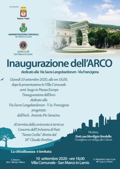 Sarà inaugurato l’Arco dell’arch. Antonio Pio Saracino