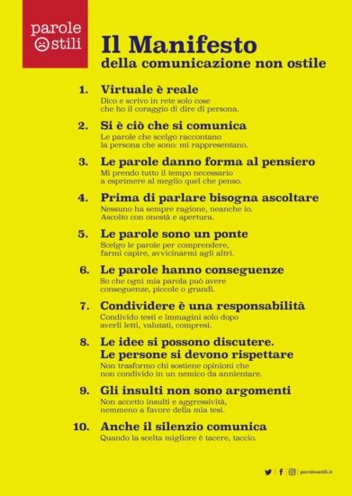 “Manifesto della comunicazione non ostile”,